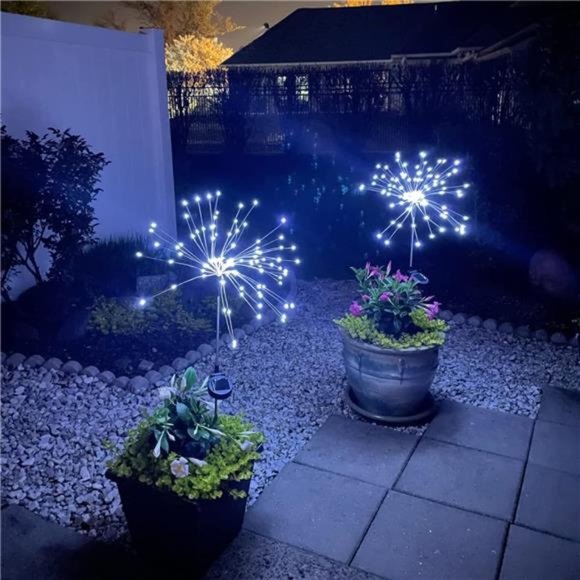 Solar Firework Lights, 2 Pack 120 LEDs 2 Lighting Modes Outdoor Waterproof - Picture 3 of 6